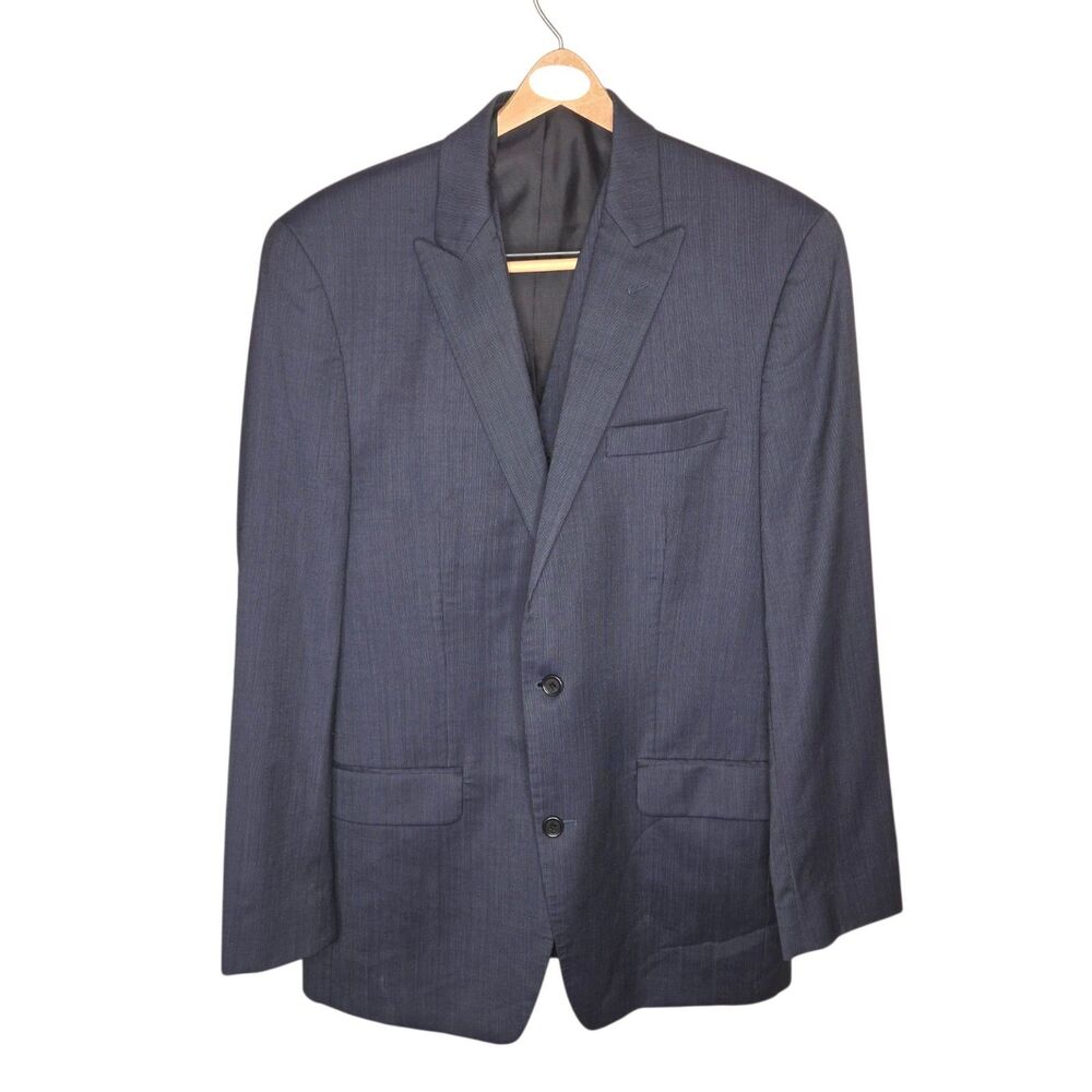 Michael Kors Mens 2-Piece Suit Jacket & Vest 40L Navy Blue 100% Wool Macy's